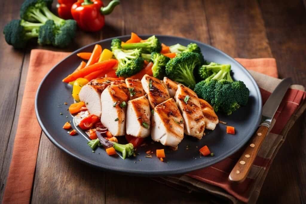 Chicken breast on a colorful plate - Dr. Biprajit Parbat - HEARTVEDA