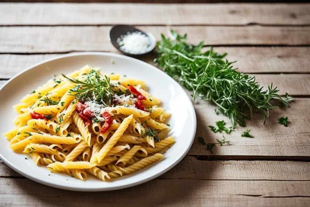 olive oil over pasta